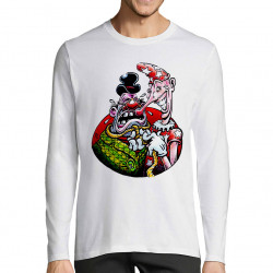 T-shirt homme manches longues blanc Cravate (Laul)