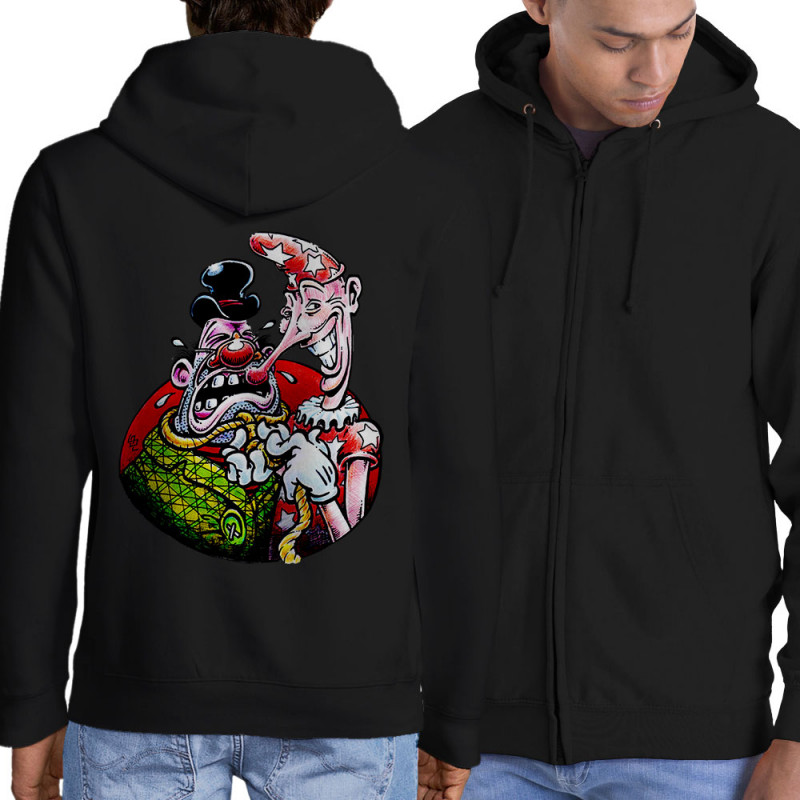 Sweat homme à capuche zippé noir Cravate (Laul)
