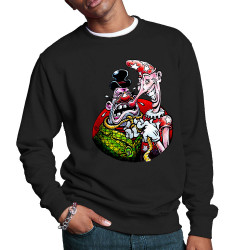 Sweat homme col rond noir Cravate (Laul)