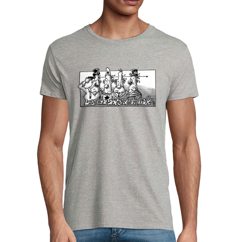 T-shirt homme coton bio gris chiné Les enfants de la balle (Laul)