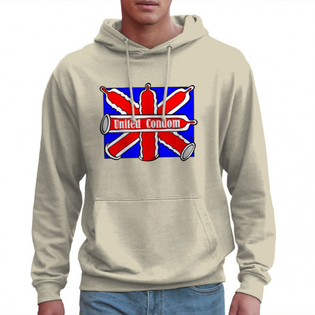 Sweat homme à capuche naturel United Condom (Laul,Humour)