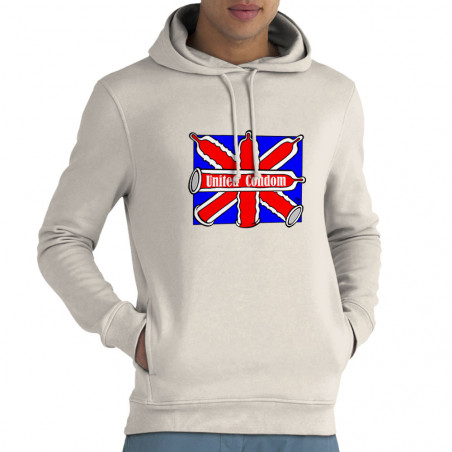 Sweat homme à capuche coton bio naturel United Condom (Laul,Humour)