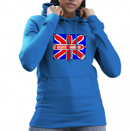 Sweat femme à capuche bleu royal United Condom (Laul,Humour)