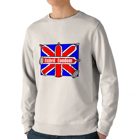 Sweat homme bio col rond naturel United Condom (Laul,Humour)