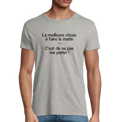 T-shirt homme coton bio gris chiné Ne pas me parler (Gondrax,Humour,Slogans Débiles)