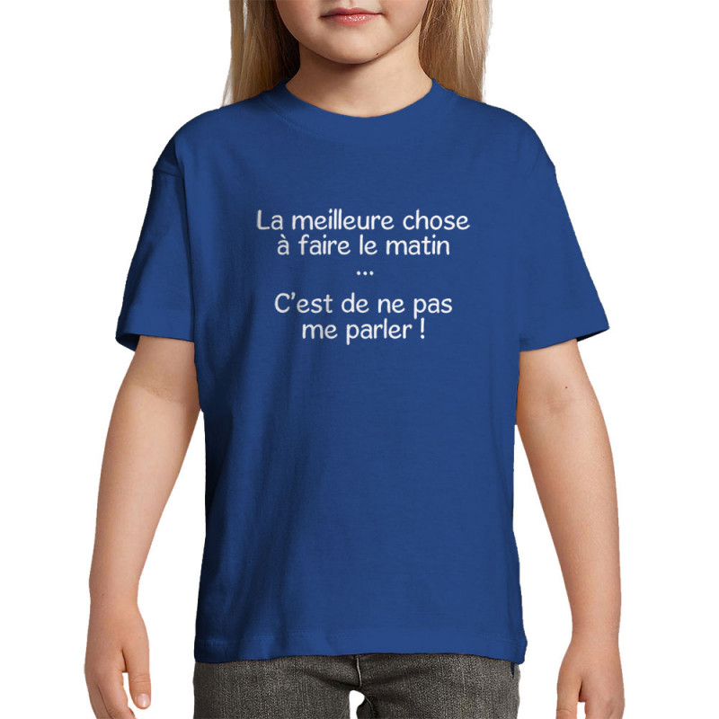 T-shirt enfant bleu royal Ne pas me parler (Gondrax,Humour,Slogans Débiles)