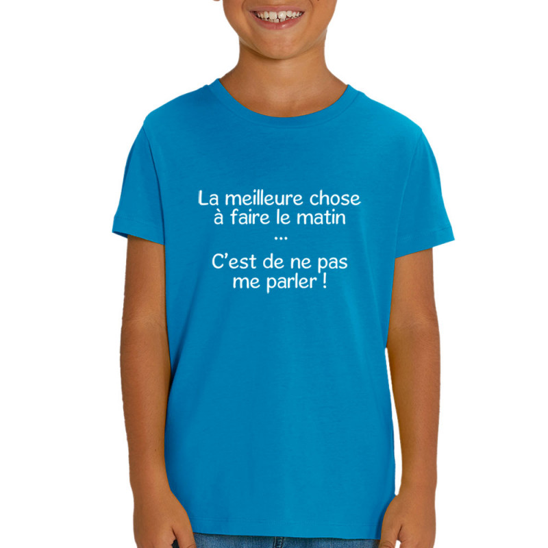 T-shirt enfant coton bio bleu azur Ne pas me parler (Gondrax,Humour,Slogans Débiles)