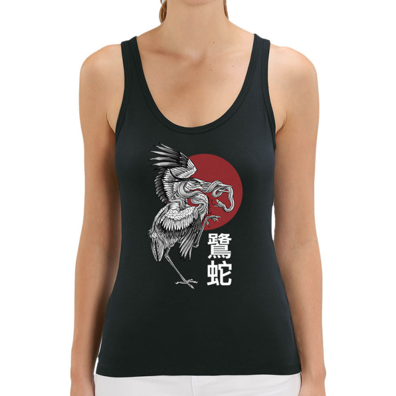 Débardeur femme coton bio noir Le héron et le serpent (Mr Mouton,Animaux)