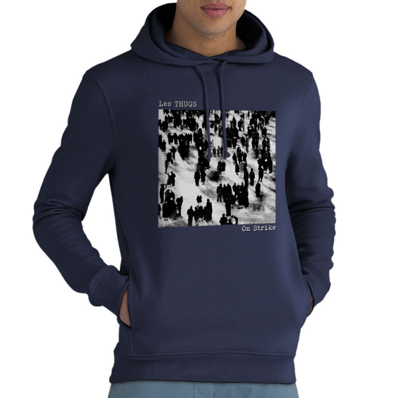 Sweat homme à capuche coton bio bleu marine Les Thugs - On Strike (Les Thugs)