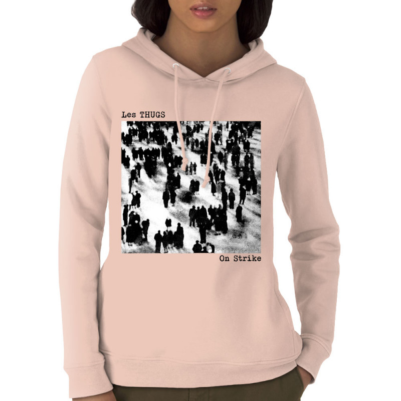 Sweat femme à capuche coton bio rose clair Les Thugs - On Strike (Les Thugs)