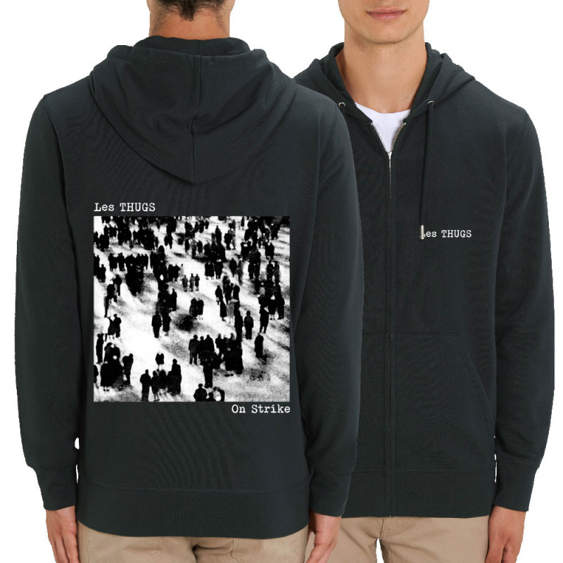 Sweat homme zippé à capuche coton bio noir Les Thugs - On Strike (Les Thugs)