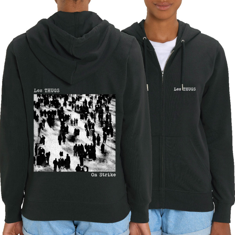 Sweat femme zippé à capuche coton bio noir Les Thugs - On Strike (Les Thugs)