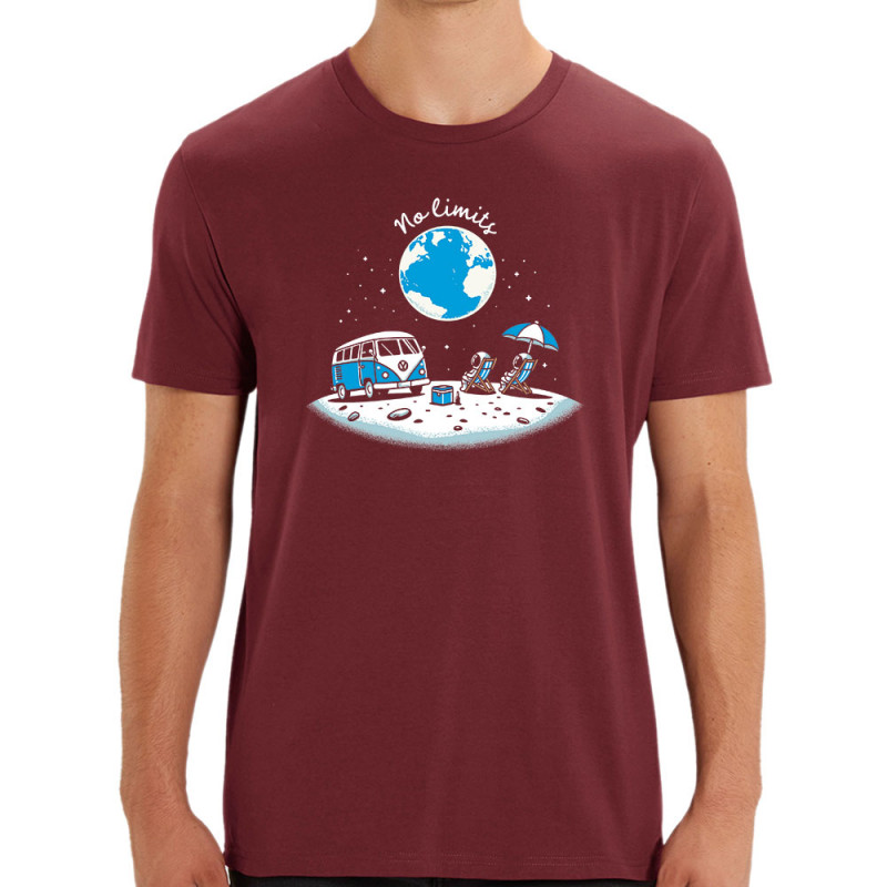 T-shirt homme coton bio bordeaux No Limit (Ted Boundy,Humour)