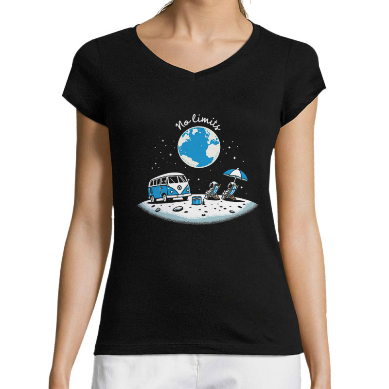 T-shirt femme col V noir No Limit (Ted Boundy,Humour)