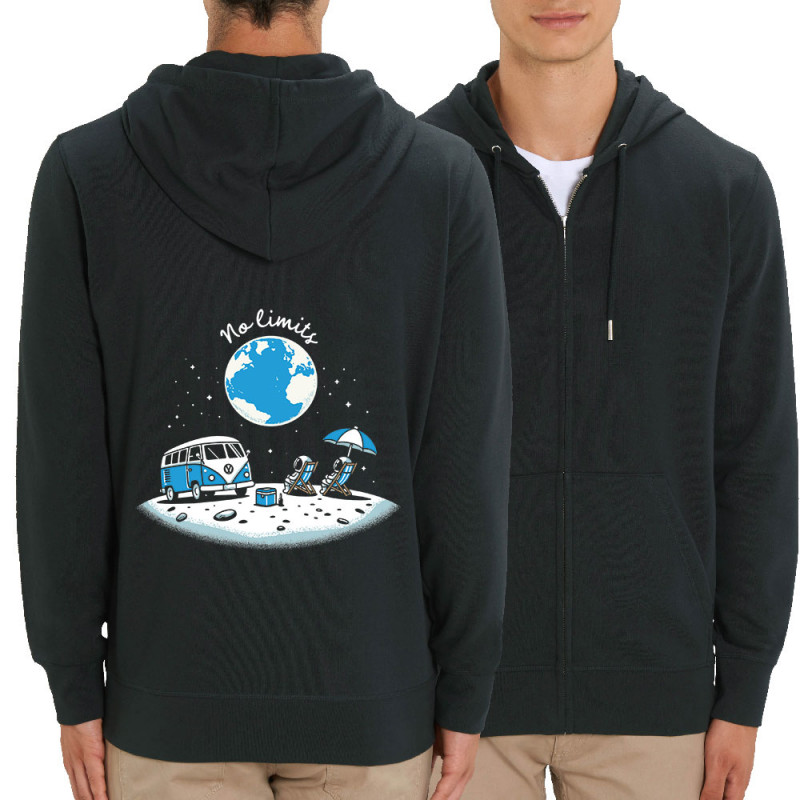 Sweat homme zippé à capuche coton bio noir No Limit (Ted Boundy,Humour)
