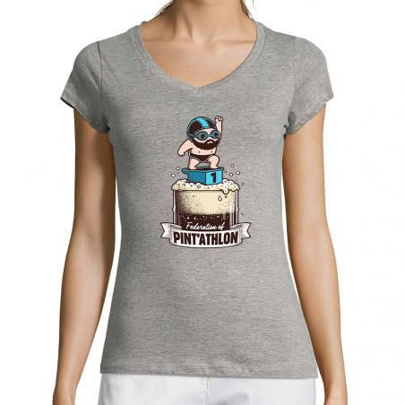 T-shirt femme col V...