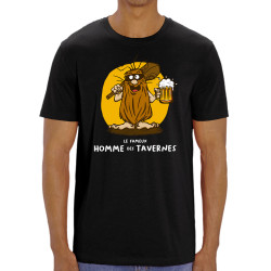 T-shirt homme coton bio noir Le fameux homme des tavernes (Gondrax,Alcool,Humour)