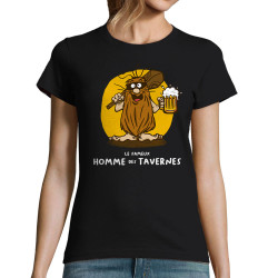 T-shirt femme noir Le fameux homme des tavernes (Gondrax,Alcool,Humour)