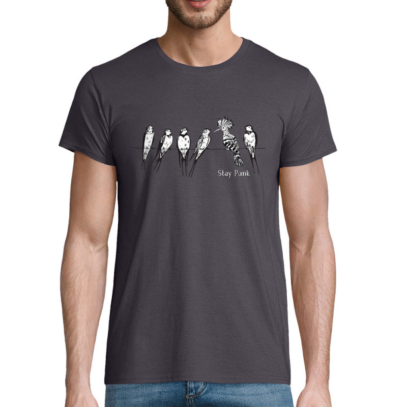 T-shirt homme coton bio gris souris Stay Punk (Gondrax,Animaux,Humour,Rock & Punk,Les Bébêtes)