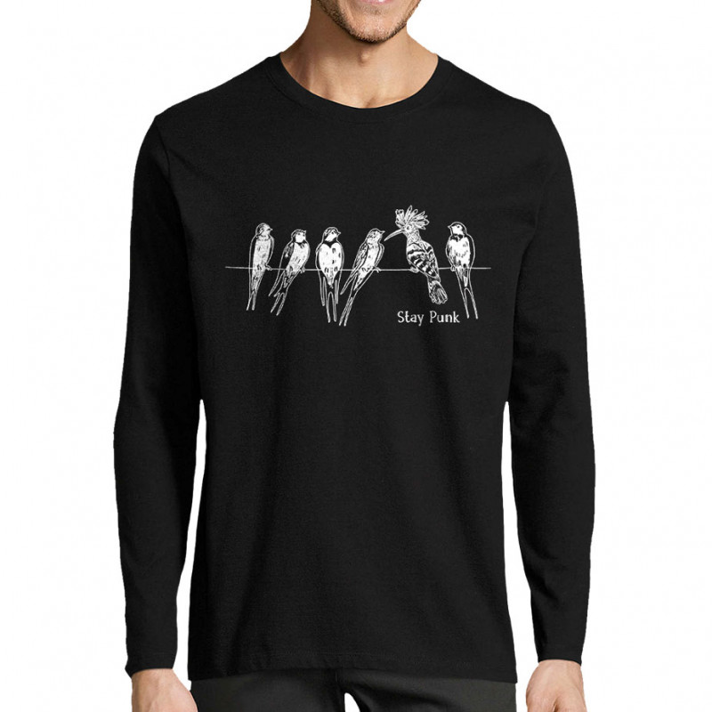 T-shirt homme manches longues noir Stay Punk (Gondrax,Animaux,Humour,Rock & Punk,Les Bébêtes)