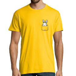 Tee-shirt homme jaune un lapin dans la poche (Gondrax,Animaux)