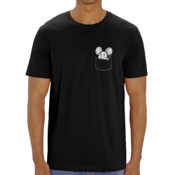 T-shirt homme coton bio noir Une souris dans la poche (Gondrax,Animaux)