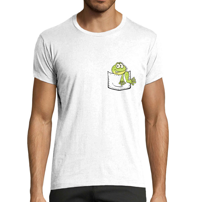 T-shirt homme fit blanc Une grenouille dans la poche (Gondrax,Animaux)
