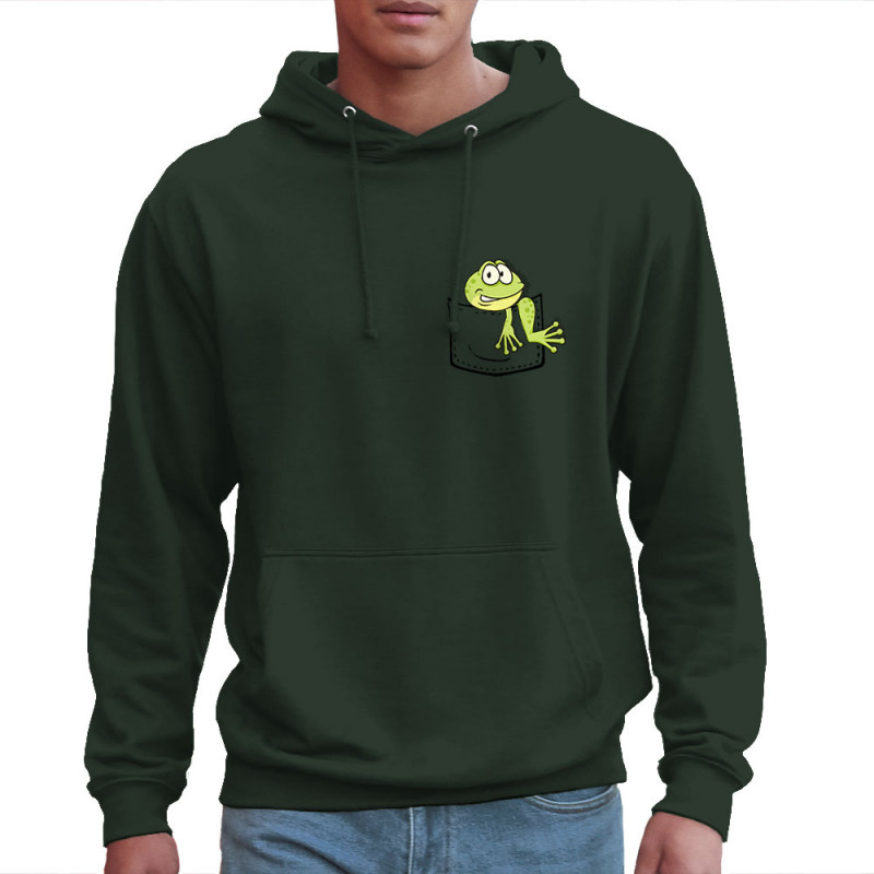 Sweat homme à capuche vert foncé Une grenouille dans la poche (Gondrax,Animaux)
