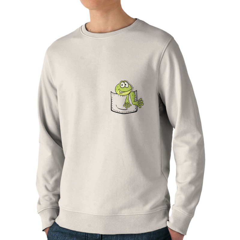 Sweat homme bio col rond naturel Une grenouille dans la poche (Gondrax,Animaux)
