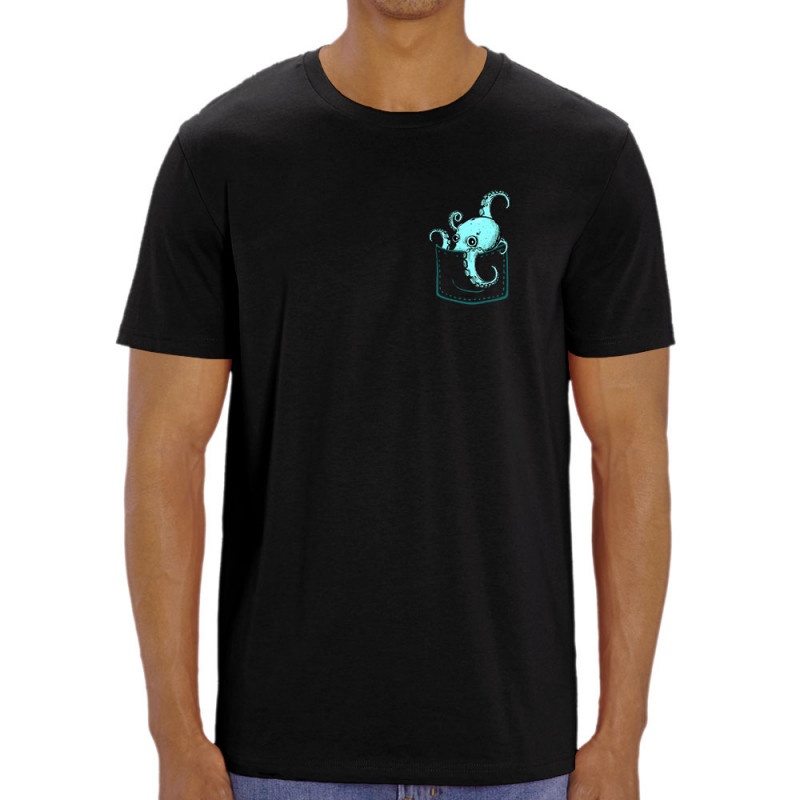 T-shirt homme coton bio noir Un poulpe dans la poche (Gondrax,Animaux)