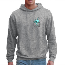 Sweat homme à capuche gris chiné Un poulpe dans la poche (Gondrax,Animaux)
