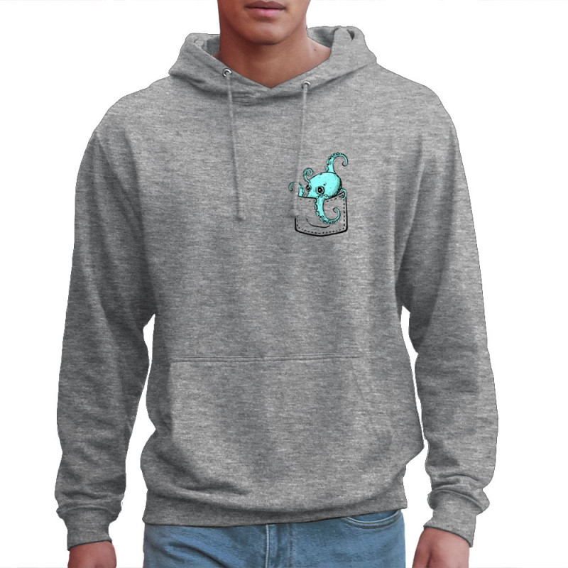 Sweat homme à capuche gris chiné Un poulpe dans la poche (Gondrax,Animaux)