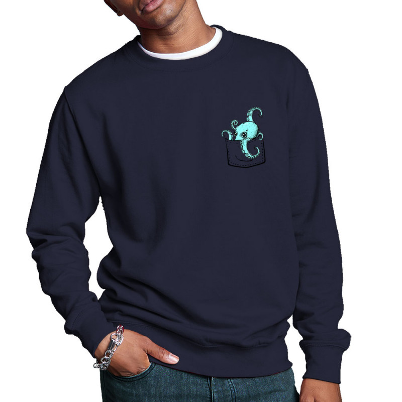 Sweat homme col rond bleu marine Un poulpe dans la poche (Gondrax,Animaux)