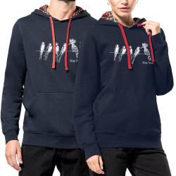 Sweat capuche à motifs unisexe bleu marine et rouge tartan Stay Punk (Gondrax,Animaux,Humour,Rock & Punk,Les Bébêtes)