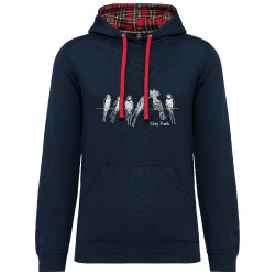 Sweat capuche à motifs unisexe bleu marine et rouge tartan Stay Punk (Gondrax,Animaux,Humour,Rock & Punk,Les Bébêtes)