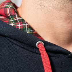 Sweat capuche à motifs unisexe bleu marine et rouge tartan Stay Punk (Gondrax,Animaux,Humour,Rock & Punk,Les Bébêtes)