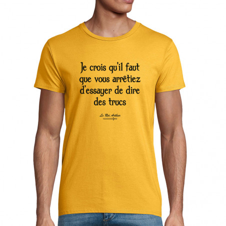 T-shirt homme coton bio jaune Dire des trucs (Kaamelott,Films/Séries)