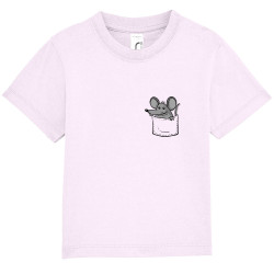 T-shirt bébé rose pale un rat dans la poche (Gondrax,Animaux)