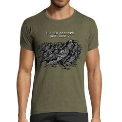 T-shirt homme fit kaki chiné Y a un concert des Cure (Gondrax,Les Bébêtes,Animaux,Humour)