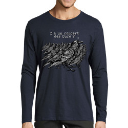 T-shirt homme manches longues bleu marine Y a un concert des Cure (Gondrax,Les Bébêtes,Animaux,Humour)