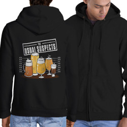 Sweat homme à capuche zippé noir Usual Suspects Beer (Gondrax,Alcool,Détournements)