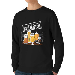 Sweat homme bio col rond noir Usual Suspects Beer (Gondrax,Alcool,Détournements)