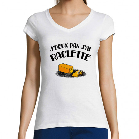 T-shirt femme col V "J'peux...