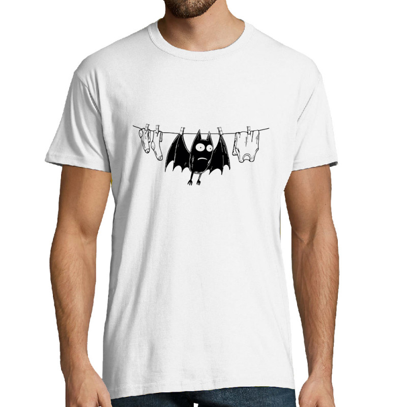 Tee-shirt homme blanc Le linge sèche (Gondrax,Animaux,Humour)