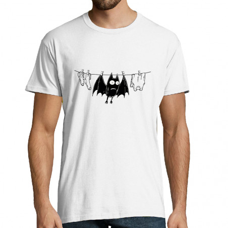 Tee-shirt homme blanc Le linge sèche (Gondrax,Animaux,Humour)