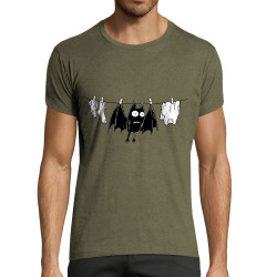 T-shirt homme fit kaki chiné Le linge sèche (Gondrax,Animaux,Humour)