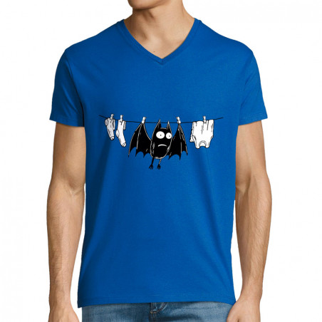 T-shirt homme col V bleu royal Le linge sèche (Gondrax,Animaux,Humour)