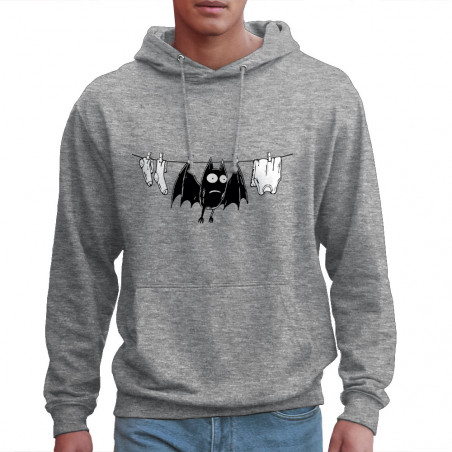 Sweat homme à capuche gris chiné Le linge sèche (Gondrax,Animaux,Humour)