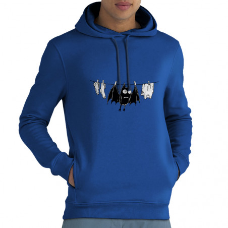 Sweat homme à capuche coton bio bleu royal Le linge sèche (Gondrax,Animaux,Humour)