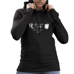 Sweat femme à capuche noir Le linge sèche (Gondrax,Animaux,Humour)